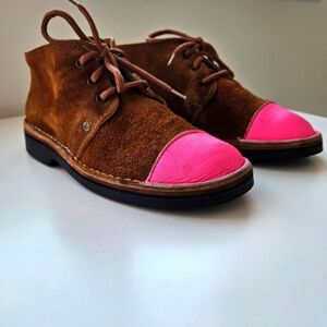 Brother Wellies Brown and Pink Suede Ankle Boots